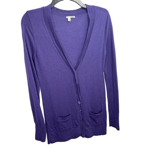 Halogen Cardigan Sweater Womens Medium M 100% Merino Wool Purple - Picture 1 of 7